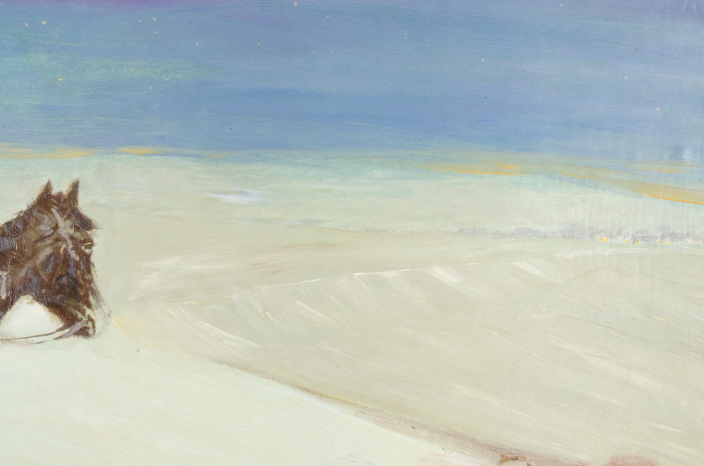 Vintage Frederick Remington Reprodution Oil on Board