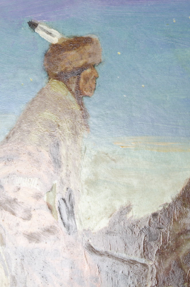 Vintage Frederick Remington Reprodution Oil on Board