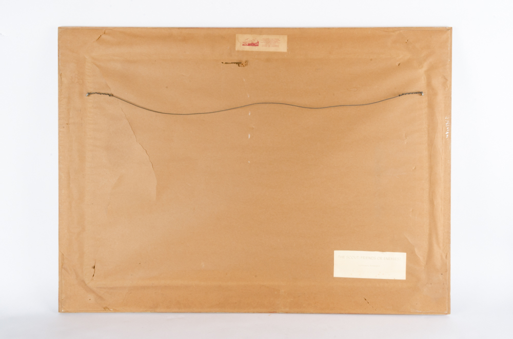 Vintage Frederick Remington Reprodution Oil on Board