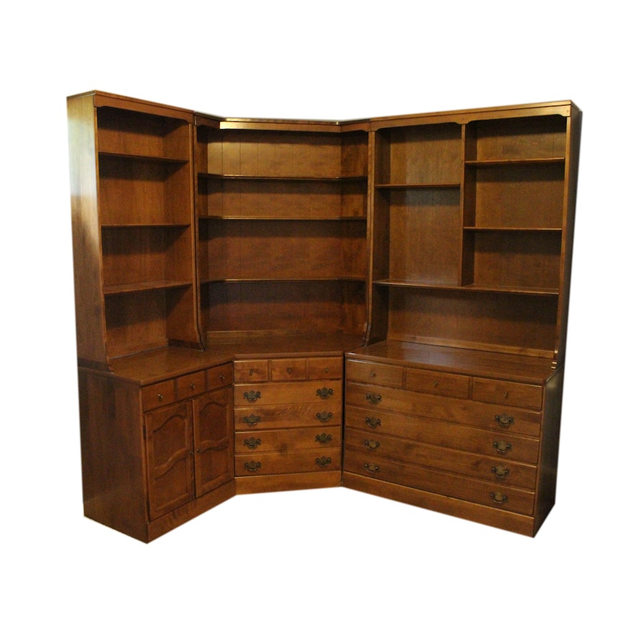 Six-Piece Ethan Allen Solid Maple Corner Cabinets