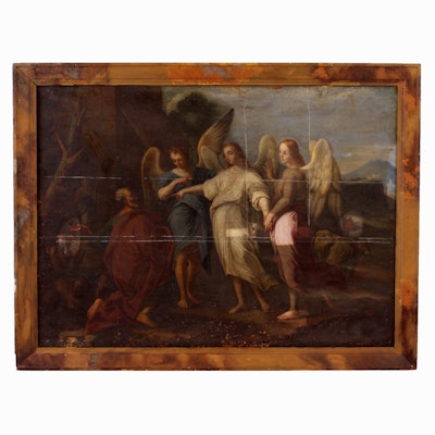18th or 19th Century Oil Painting of Angels Appearing to Abraham 18th or 19th Century Oil Painting of Angels Appearing to Abraham