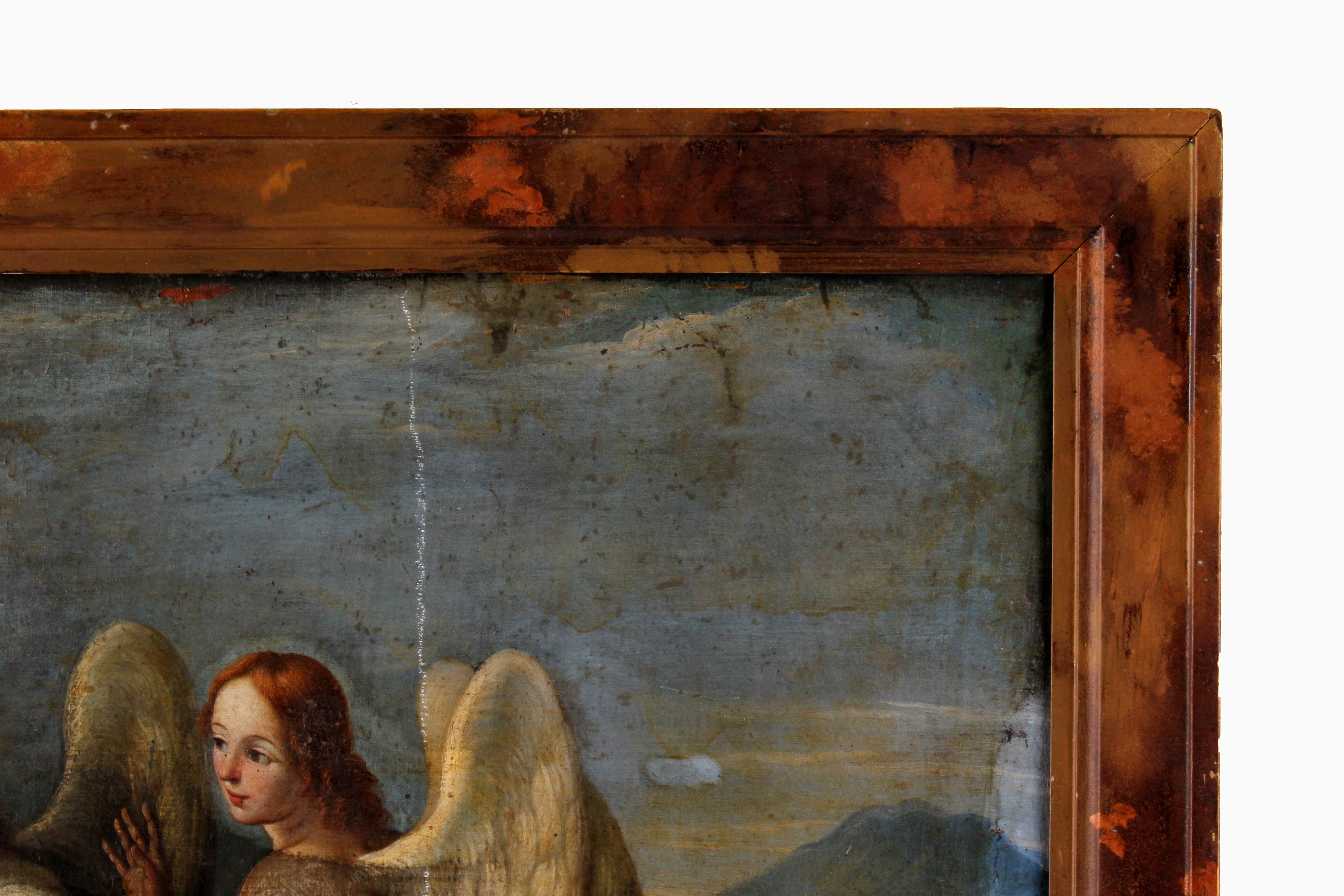 18th or 19th Century Oil Painting of Angels Appearing to Abraham