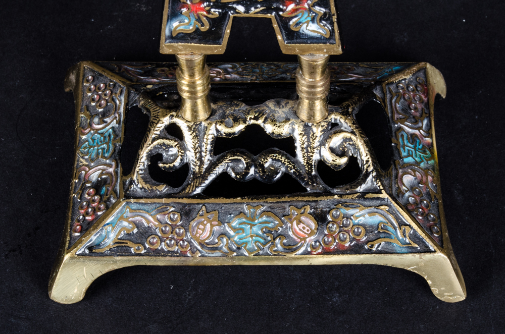 Brass and Enamel Chanukkah Menorah