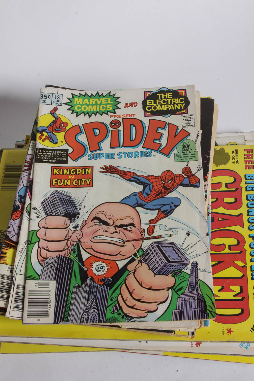 Collection of "Mad," "Cracked," "Crazy," Spider-Man Theme Comics