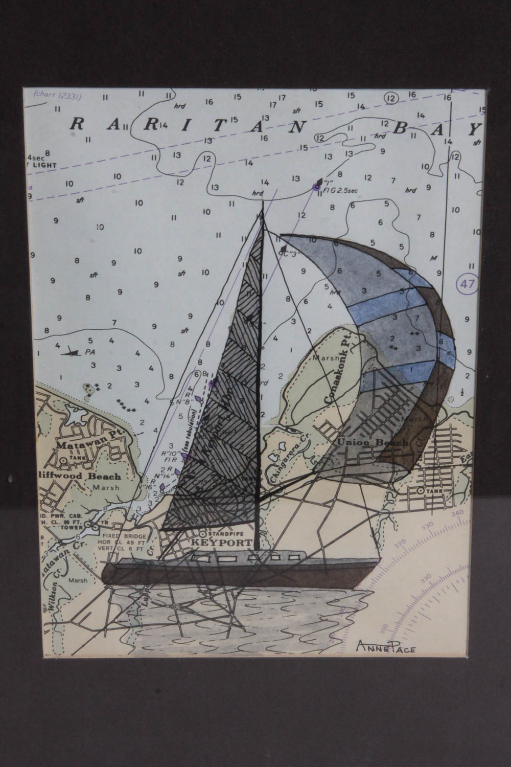 Anne Pace Original Art Map of Raritan Bay