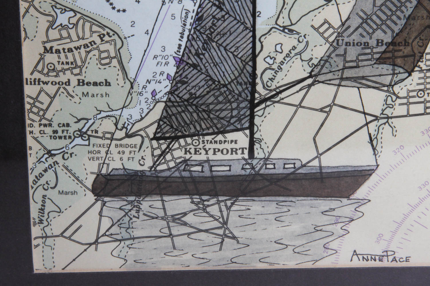 Anne Pace Original Art Map of Raritan Bay
