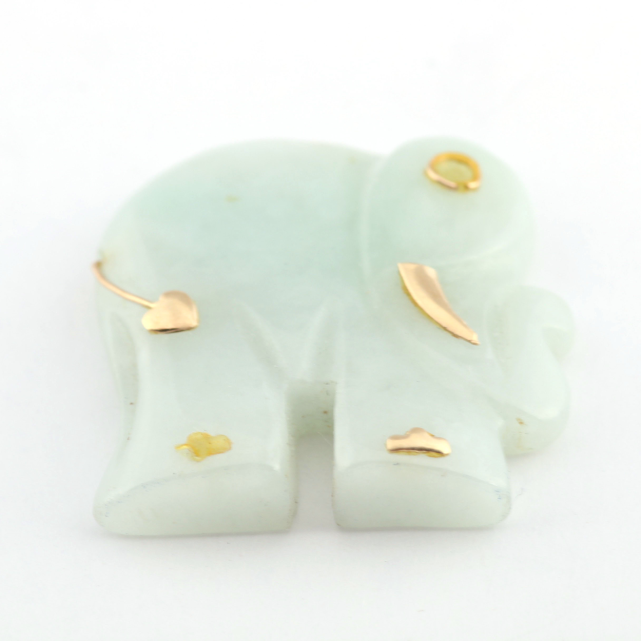 Antique 10K Rose Gold Swivel Fob, Jade Pendant and 10K White Gold Ring