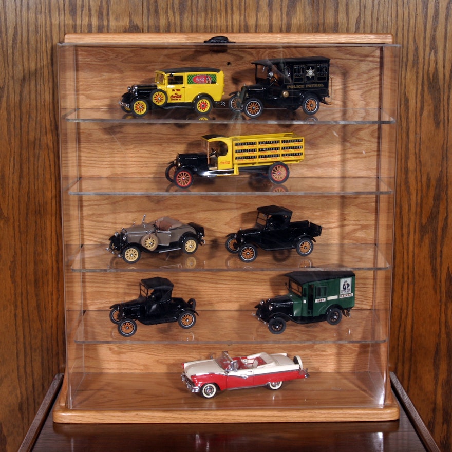 Collection of Danbury Mint Model Cars and Display Case