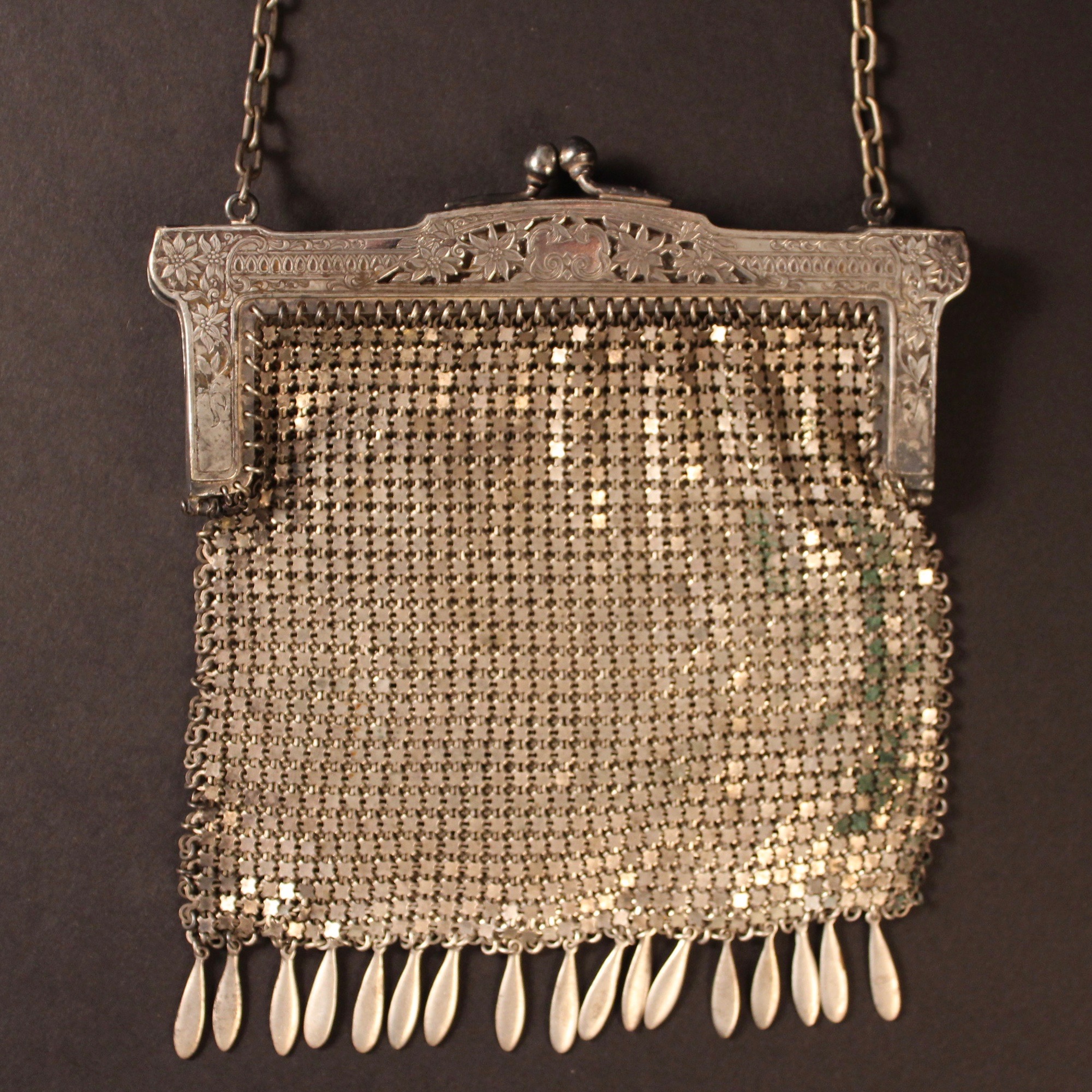 Circa 1910 Silver Plated Mesh Handbag