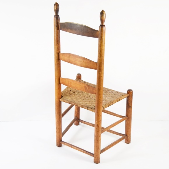 Early 19th Century Ladder Back Chair with Hickory Bark Woven Seat