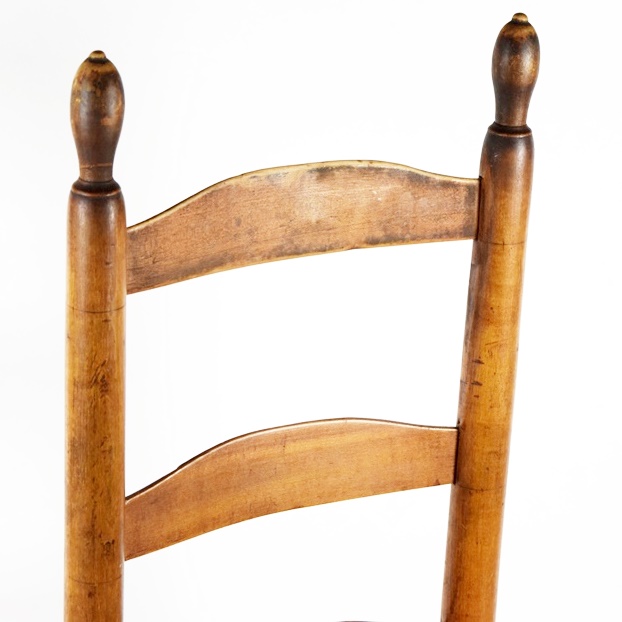 Early 19th Century Ladder Back Chair with Hickory Bark Woven Seat