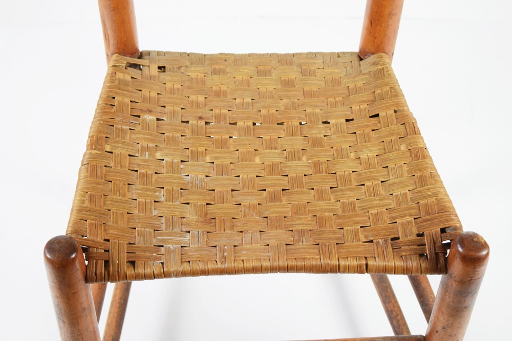 Early 19th Century Ladder Back Chair with Hickory Bark Woven Seat