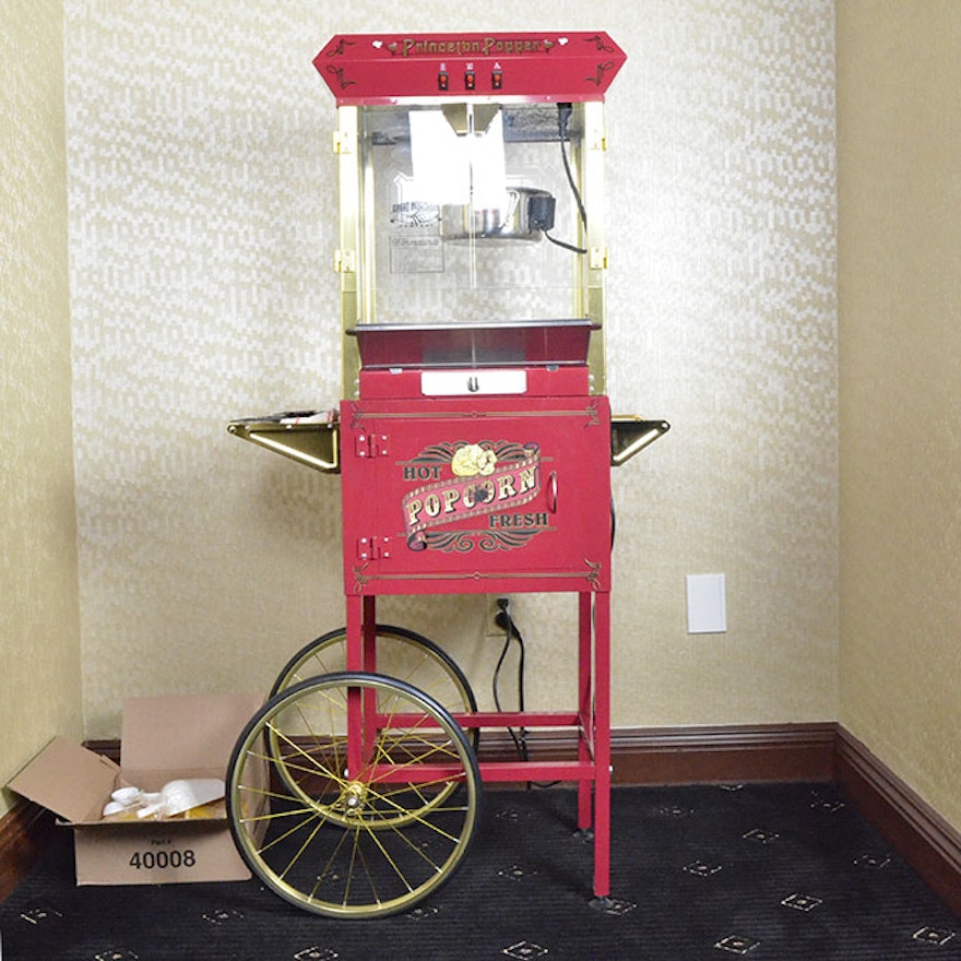 Old Fashioned "Princeton Popper" Popcorn Cart with Decorations