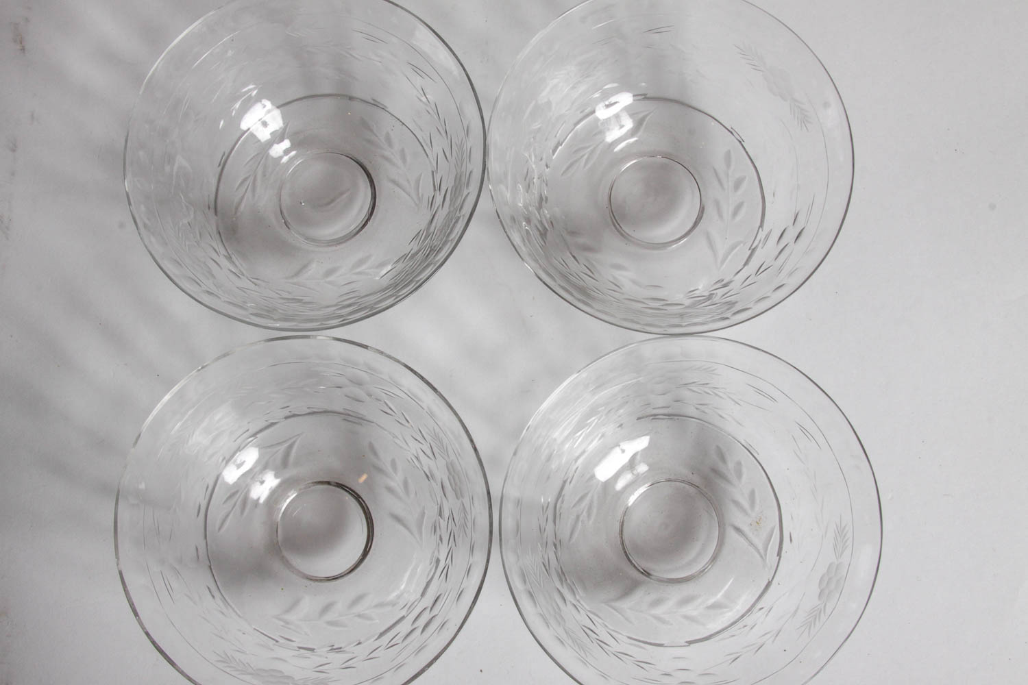Set of Four Etched Glass Bowls