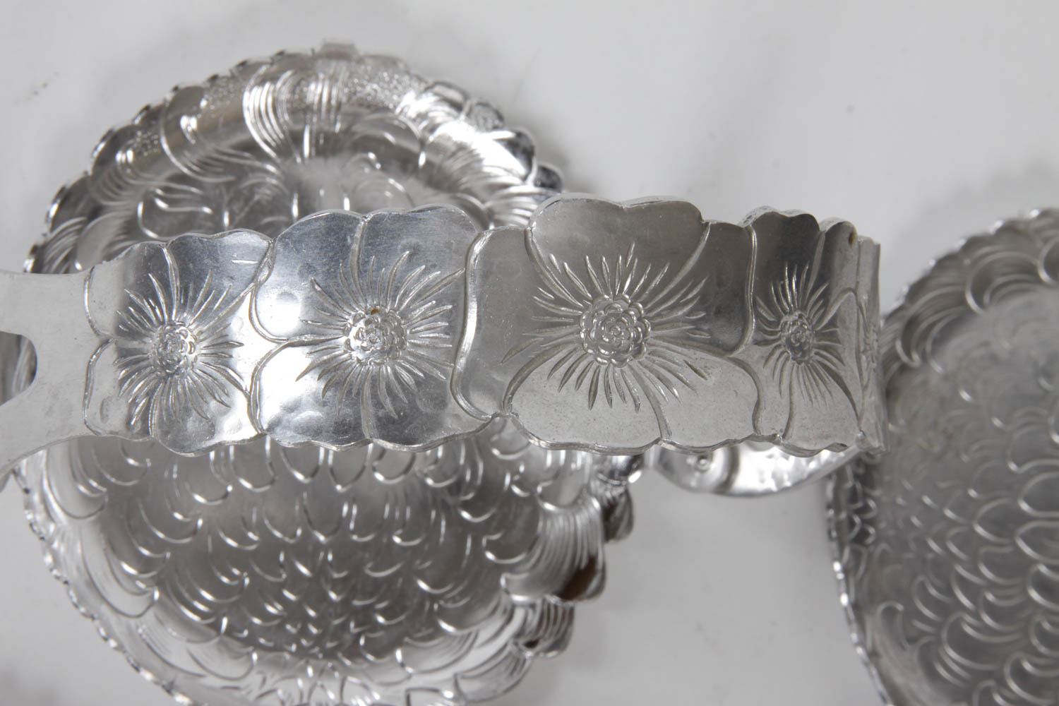 Continental Silver Company "Wild Rose" Pewter Coaster Set