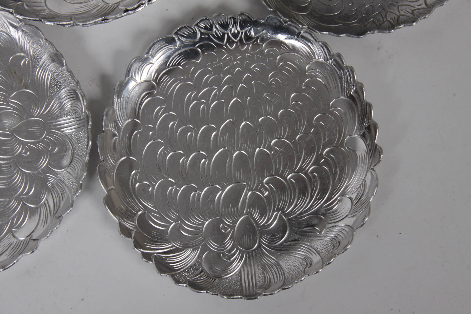 Continental Silver Company "Wild Rose" Pewter Coaster Set