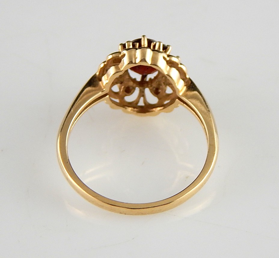 10K YG and Garnet Cluster Style Ring