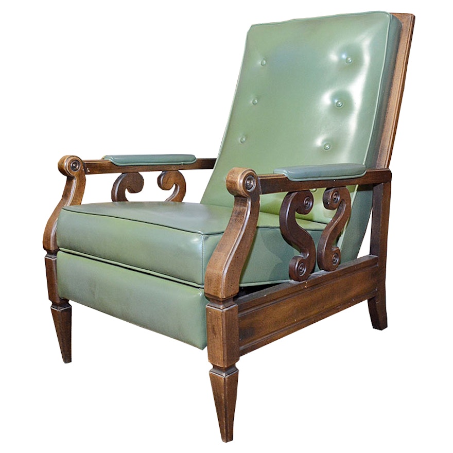 Mid Century Modern Green Vinyl Recliner