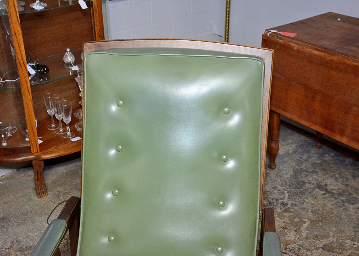 Mid Century Modern Green Vinyl Recliner