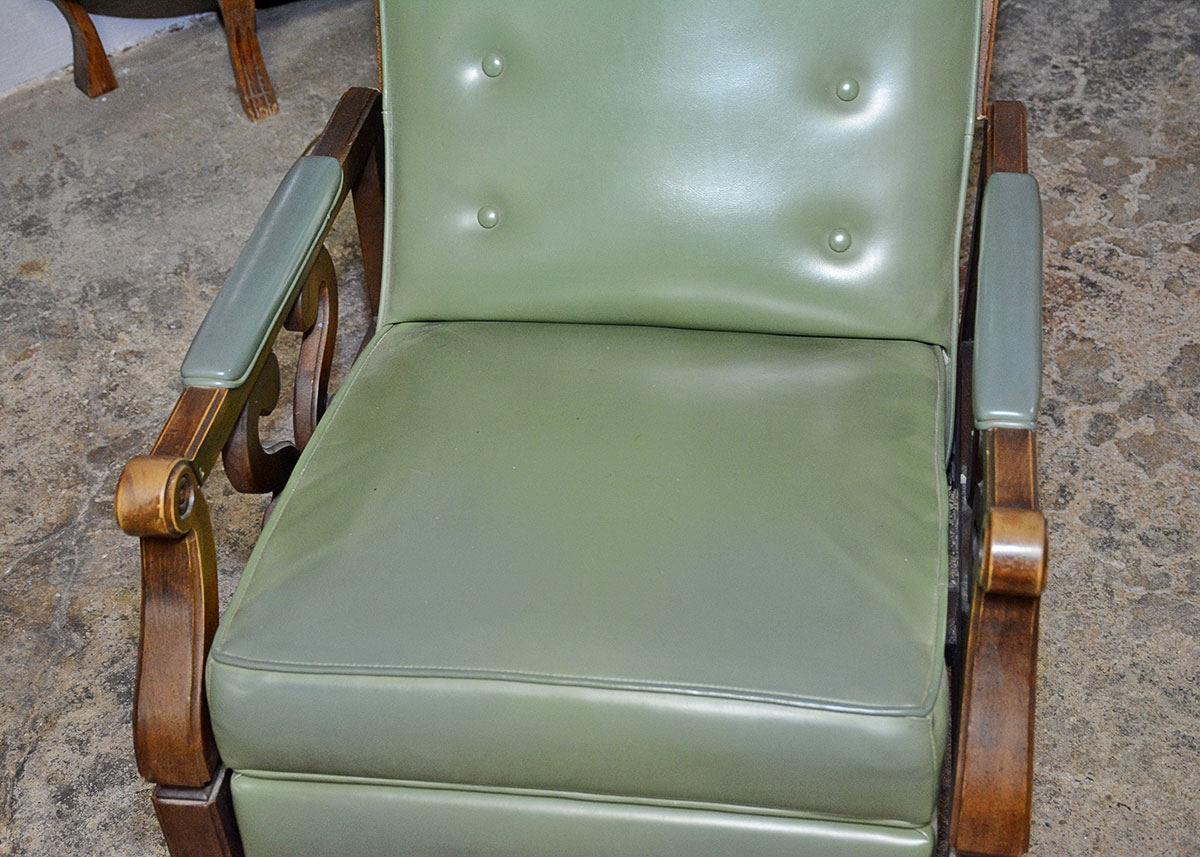 Mid Century Modern Green Vinyl Recliner
