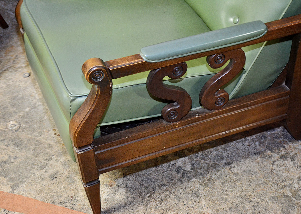 Mid Century Modern Green Vinyl Recliner