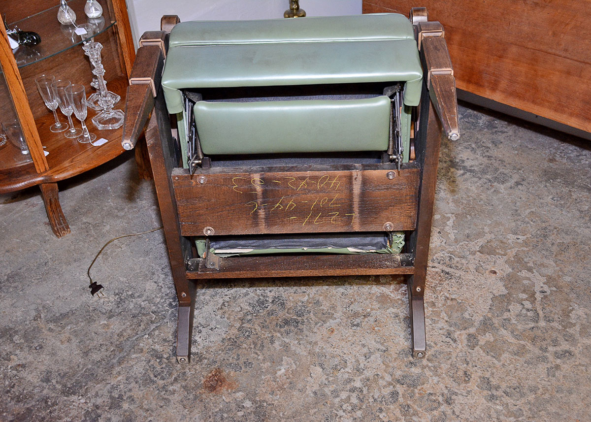 Mid Century Modern Green Vinyl Recliner