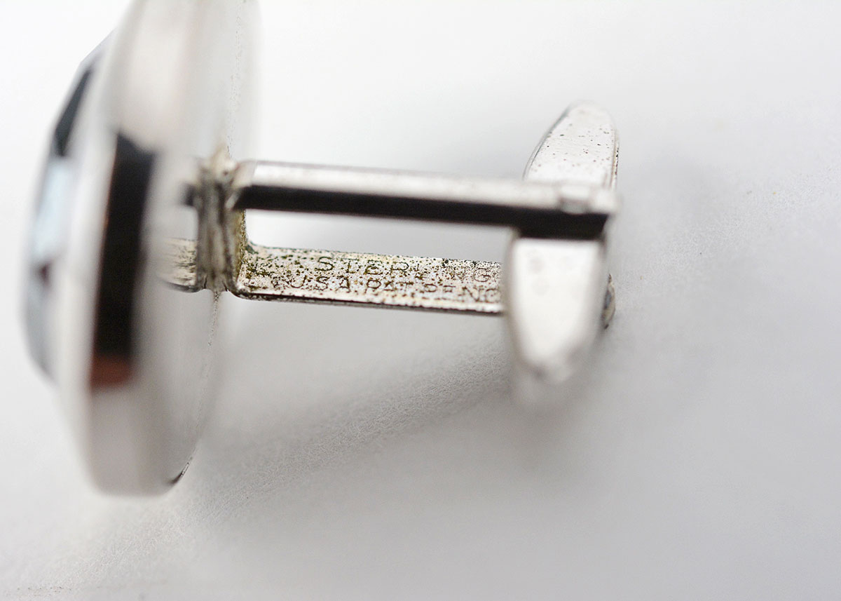 Sterling Silver Mid 20th Century Men's Foster Tie Clip and Cuff Links