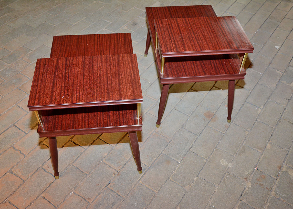Two Mid Century Modern Style Stepback Tables