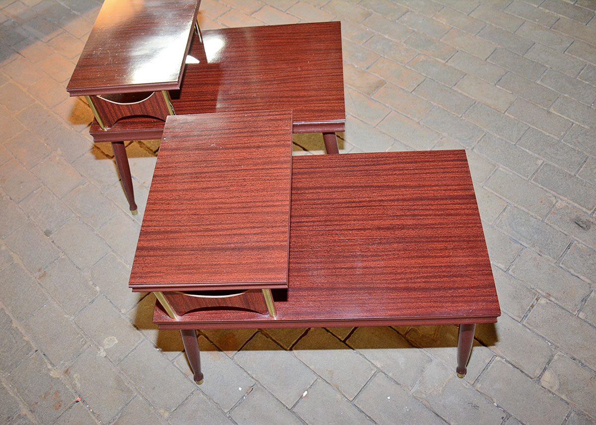 Two Mid Century Modern Style Stepback Tables