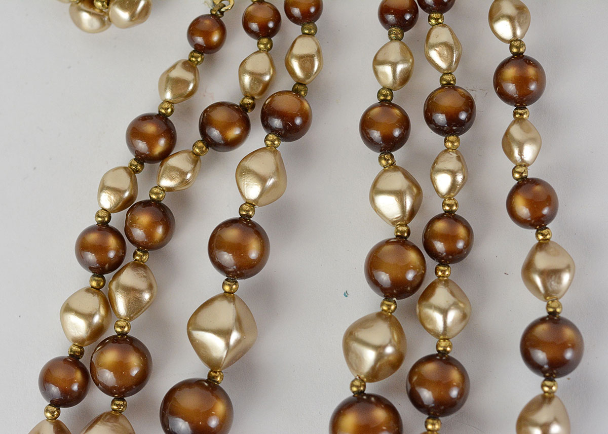 Vintage Brown and Champagne Necklace and Earring Demi-Parure