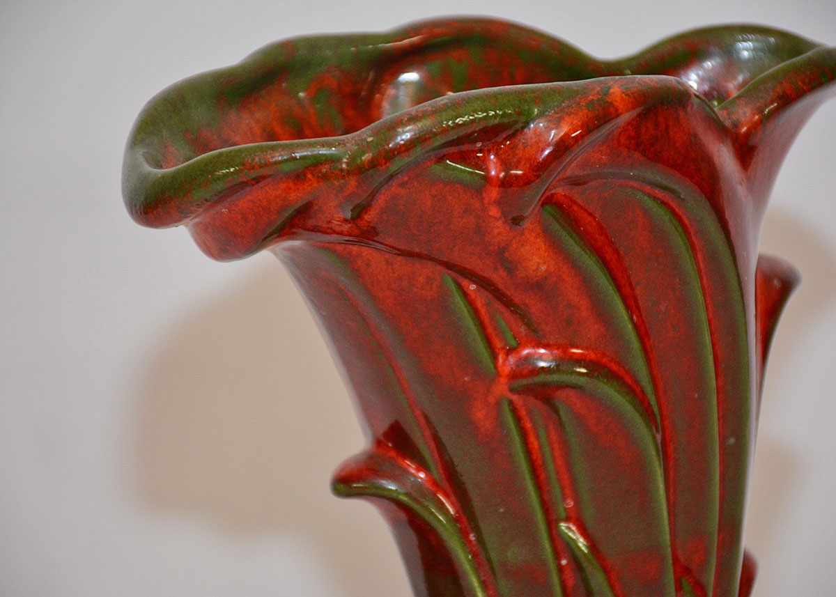 Green and Red McCoy Swan Vase