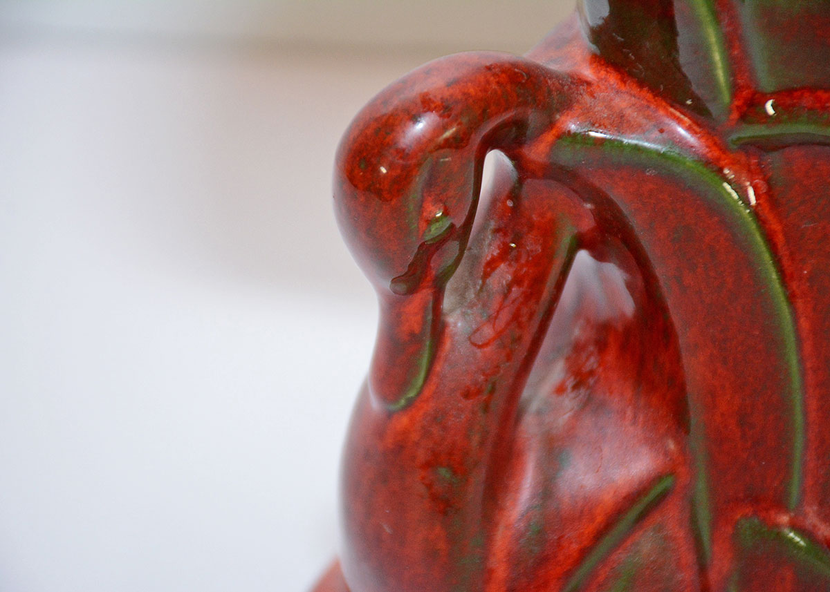 Green and Red McCoy Swan Vase