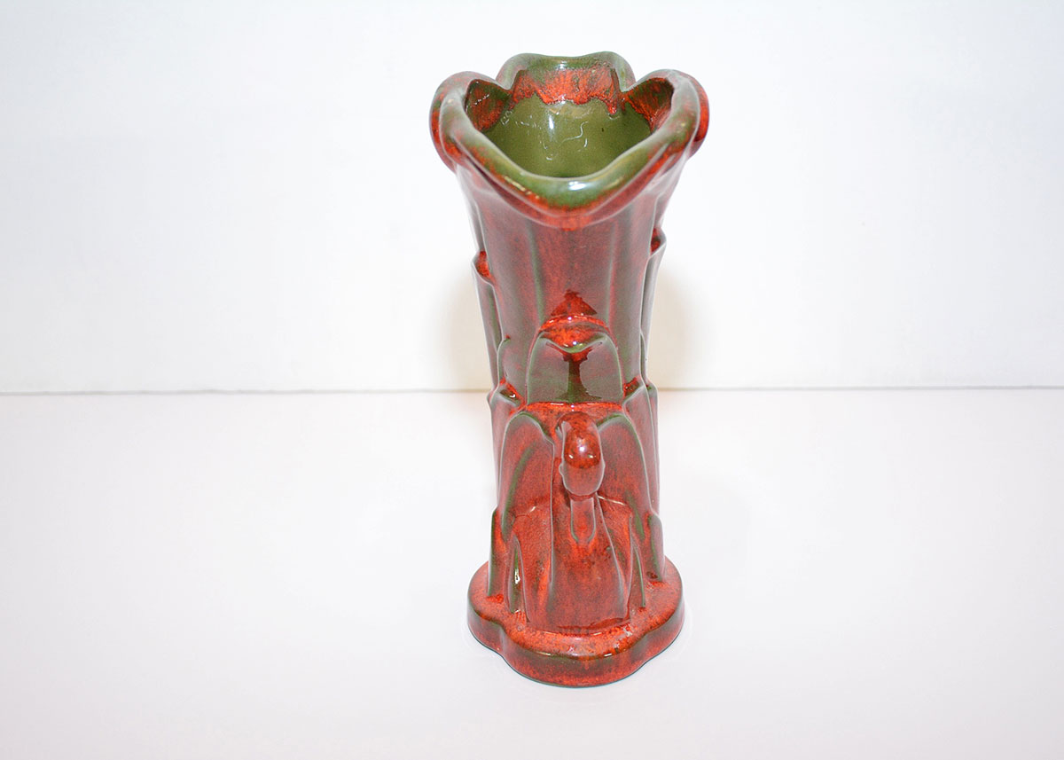 Green and Red McCoy Swan Vase