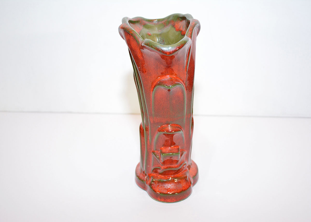 Green and Red McCoy Swan Vase