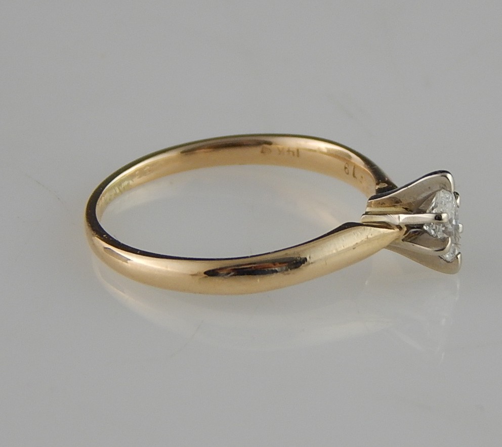 14K Yellow Gold Marquise Diamond Solitaire Ring