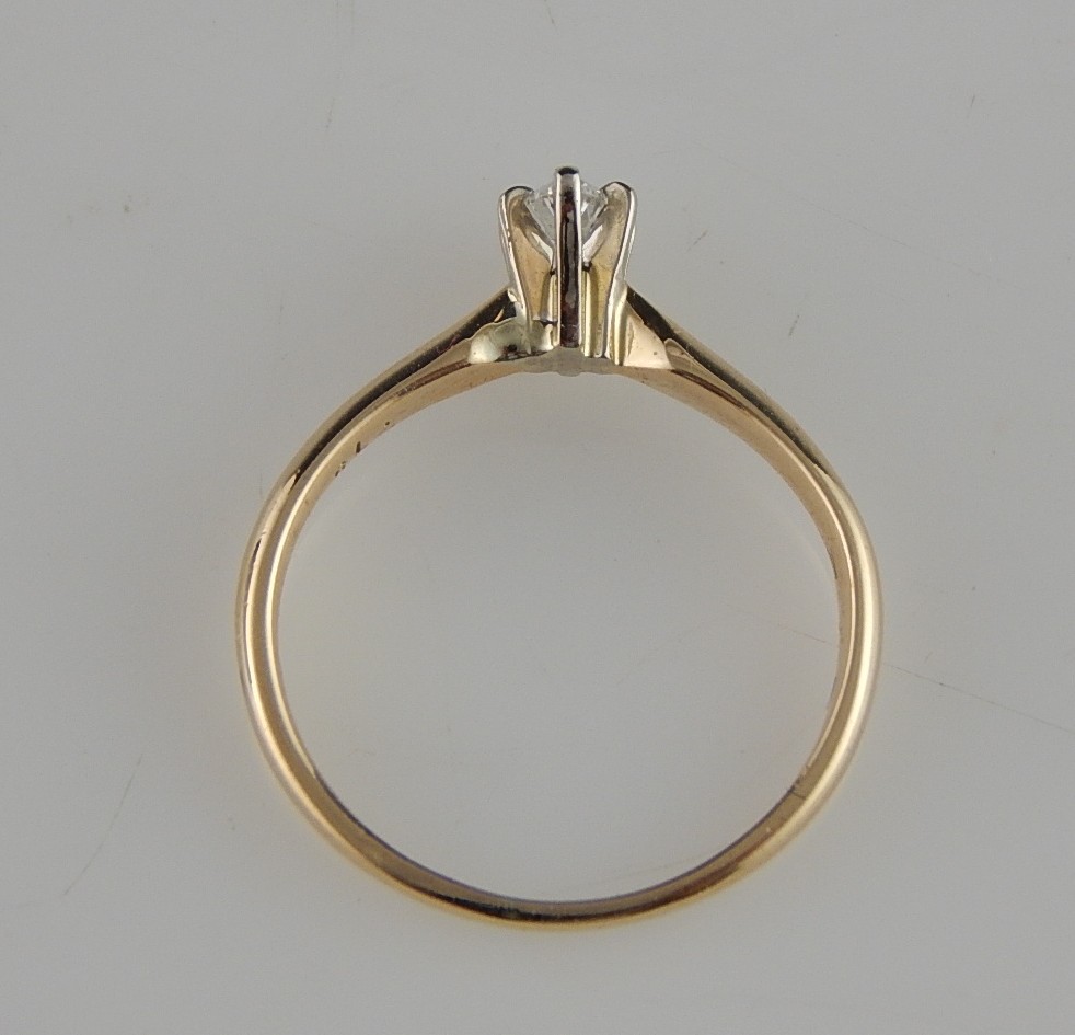 14K Yellow Gold Marquise Diamond Solitaire Ring