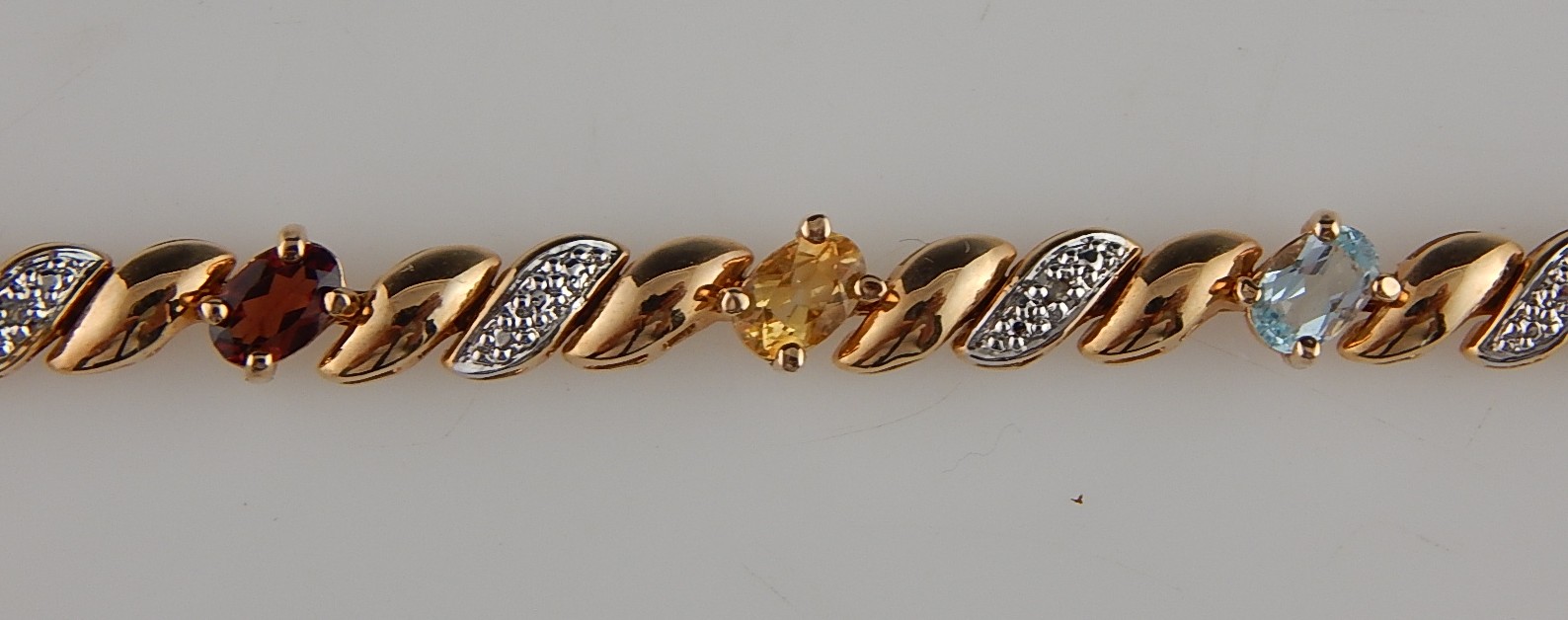 925 Sterling Silver Gold Wash and Precious Stone Bracelet