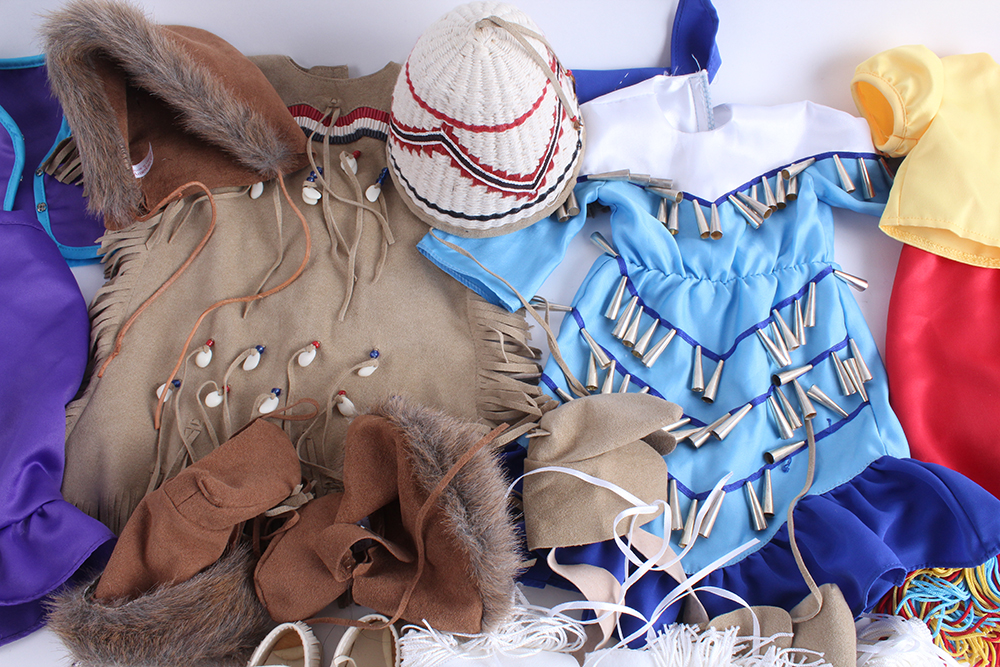 American Girl Kaya's Adorned Deerskin Dress, Winter Wear, Jingle Dress and Fancy Shawl of Today