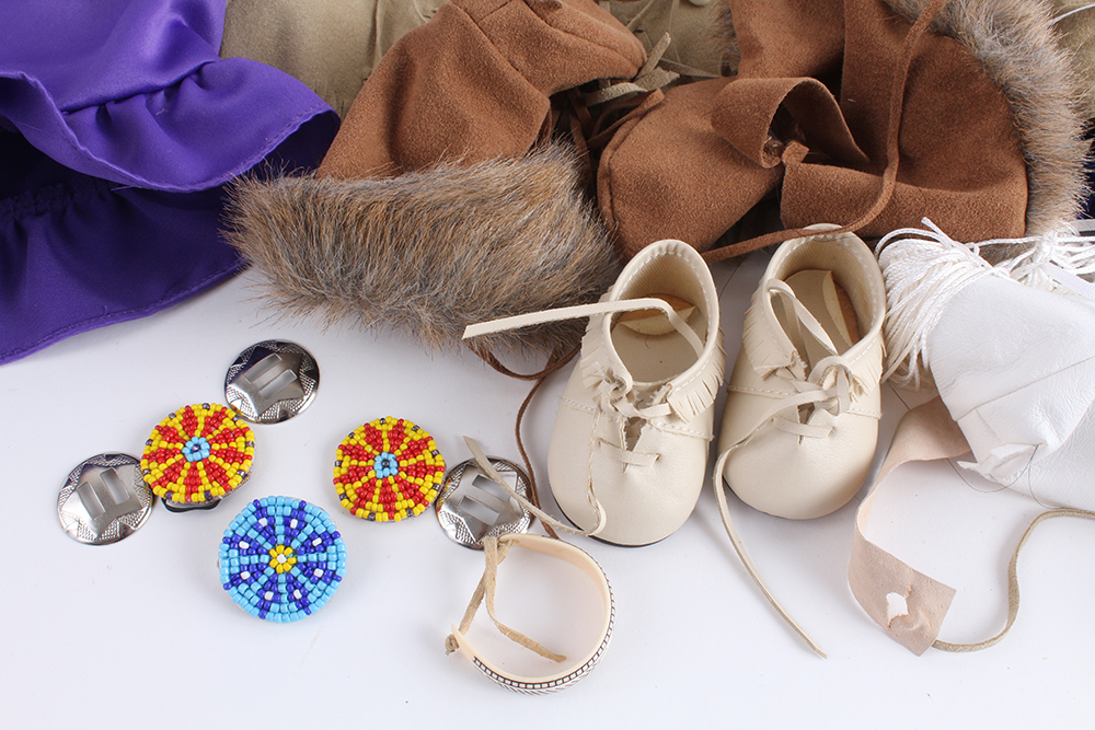 American Girl Kaya's Adorned Deerskin Dress, Winter Wear, Jingle Dress and Fancy Shawl of Today