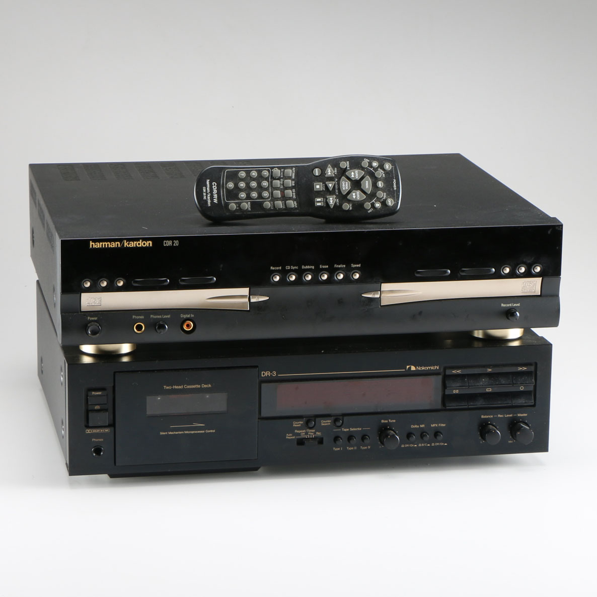 Vintage Harman Kardon Stereo/ CD Player and Nakamichi DR-3 Tape Player