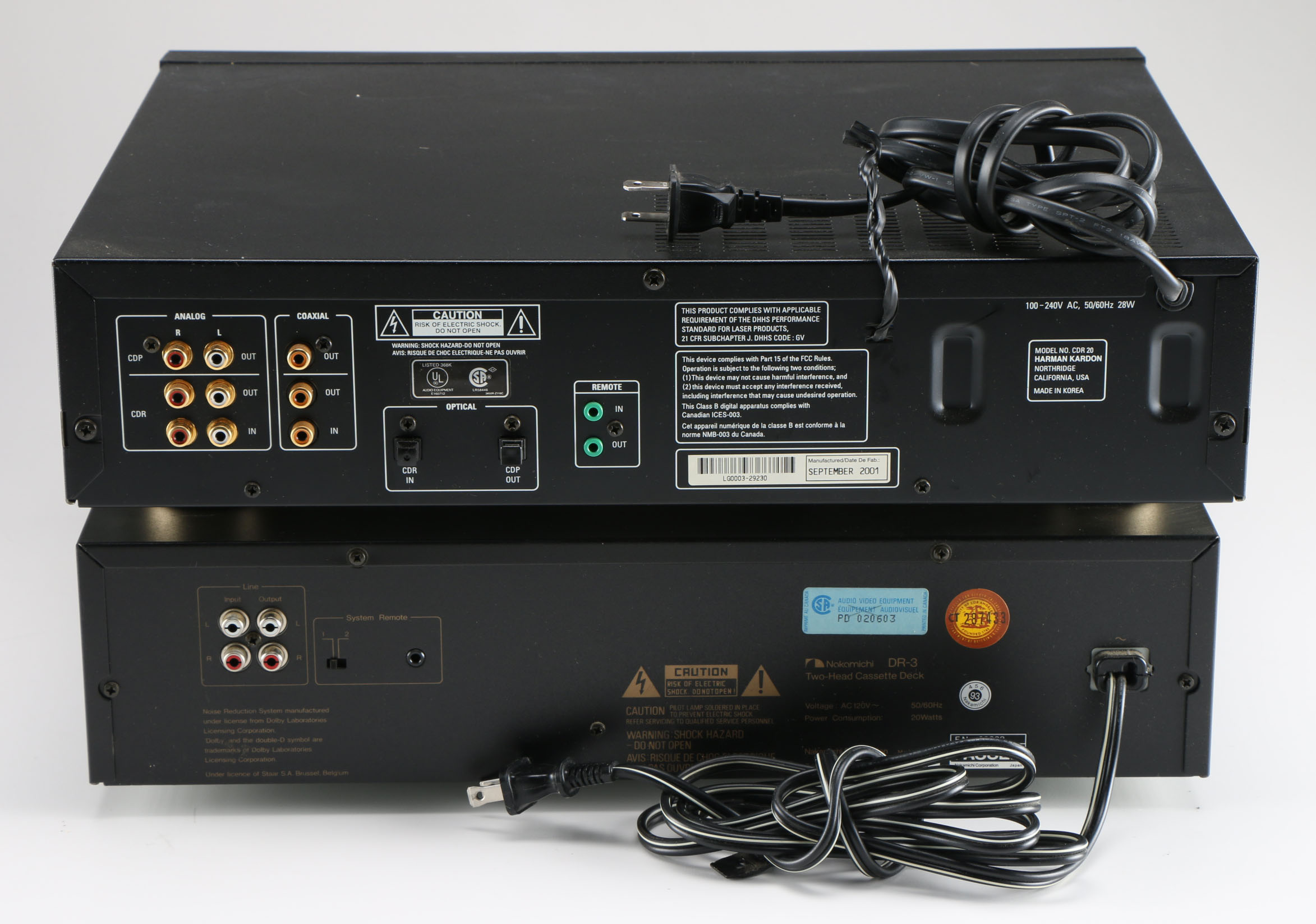 Vintage Harman Kardon Stereo/ CD Player and Nakamichi DR-3 Tape Player