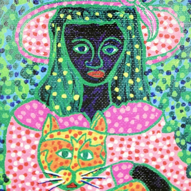 Whimsical Jack Baron Colorful Silkscreen Titled "Laura & Sam", Signed and Dated