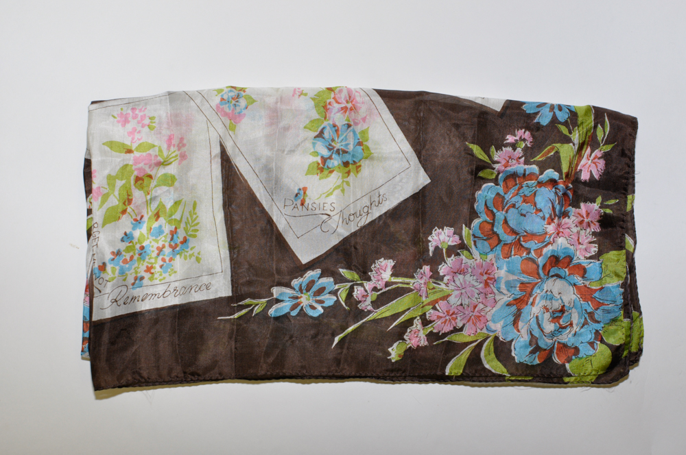 Two Vintage Floral Silk Scarves