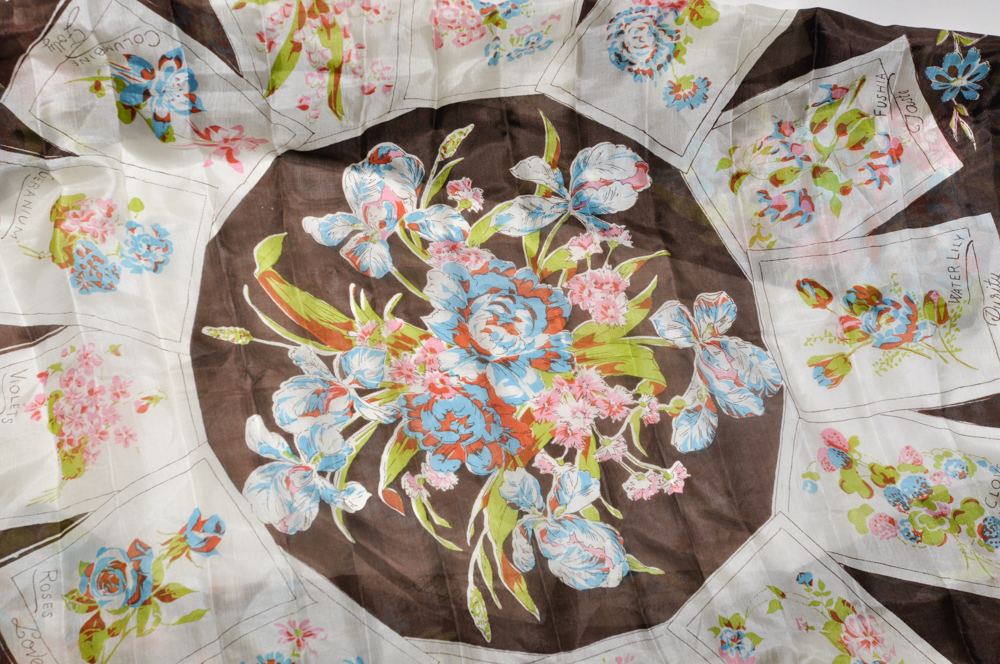 Two Vintage Floral Silk Scarves