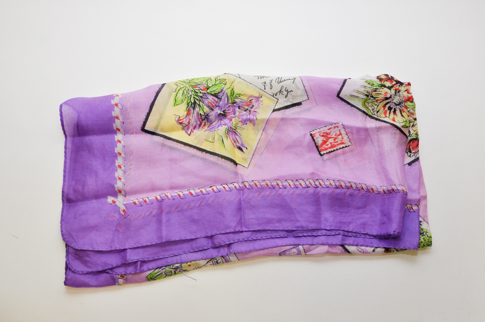 Two Vintage Floral Silk Scarves