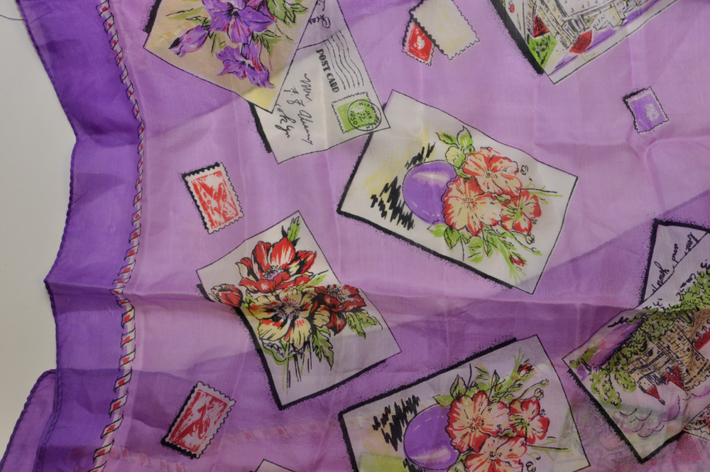Two Vintage Floral Silk Scarves