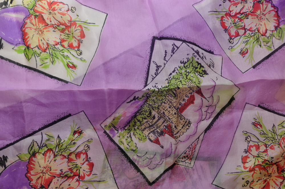 Two Vintage Floral Silk Scarves