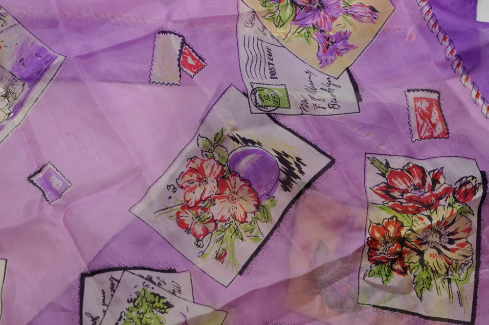 Two Vintage Floral Silk Scarves
