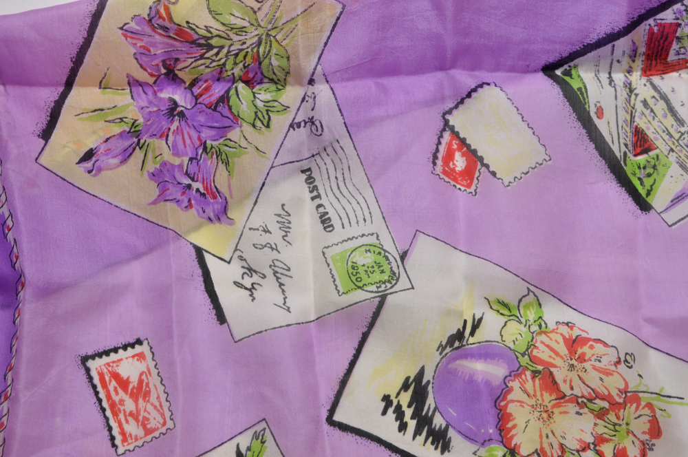 Two Vintage Floral Silk Scarves