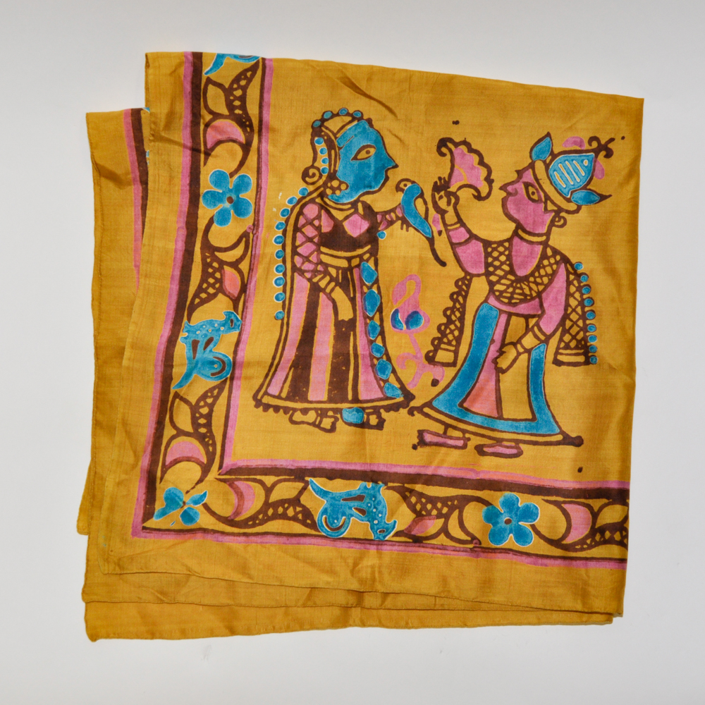 Turquoise and Gold Indian Styled Scarf